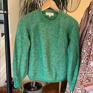 Sezane Louise Green Crew Neck Sweater
